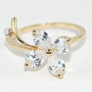 CZ Flower Ring Yellow Gold Filled Size 7